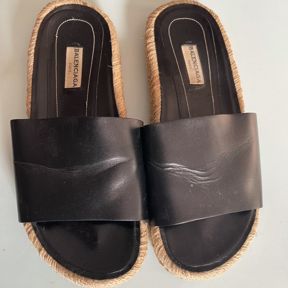 Balenciaga Black Leather Sandal